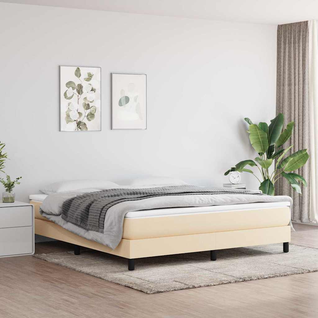 Boxspring sengeramme 180x200 cm stof cremefarvet