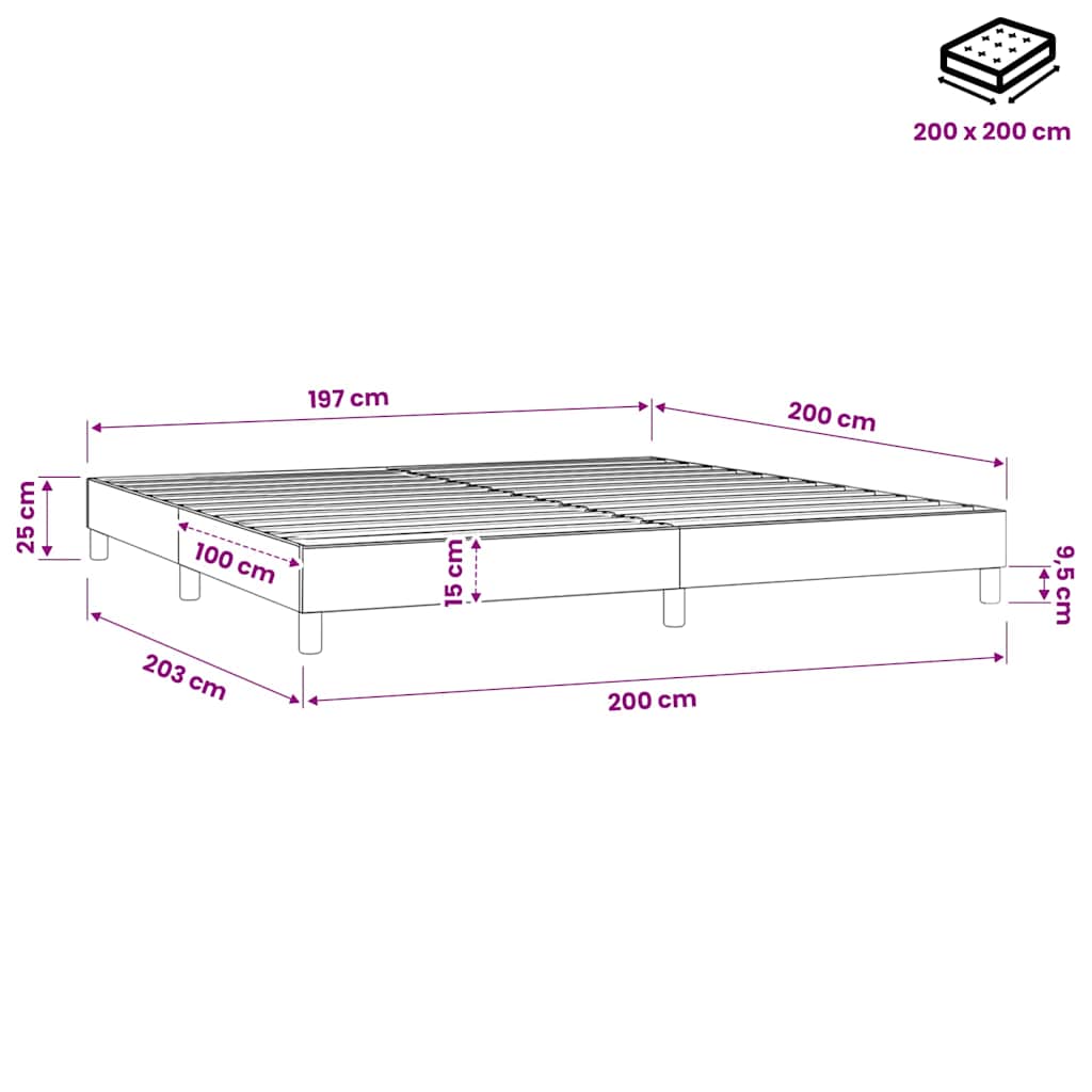 Boxspring sengeramme 200x200 cm stof mørkebrun