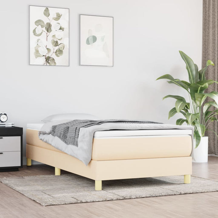Boxspring sengeramme 90x190 cm stof cremefarvet
