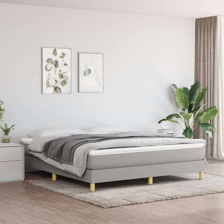 Boxspring sengeramme 180x200 cm stof lysegrå
