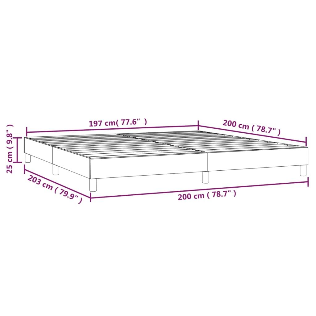 Boxspring sengeramme 200x200 cm stof lysegrå