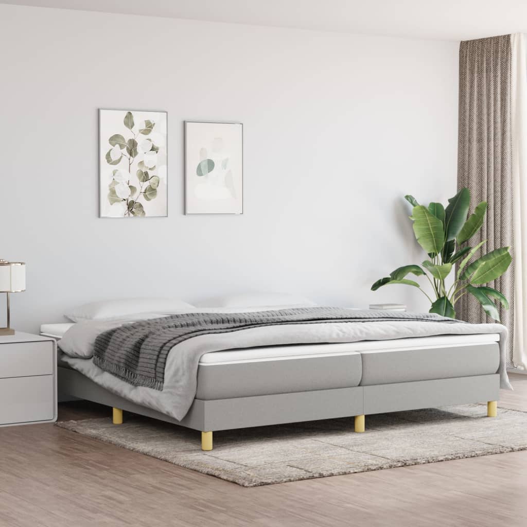 Boxspring sengeramme 200x200 cm stof lysegrå