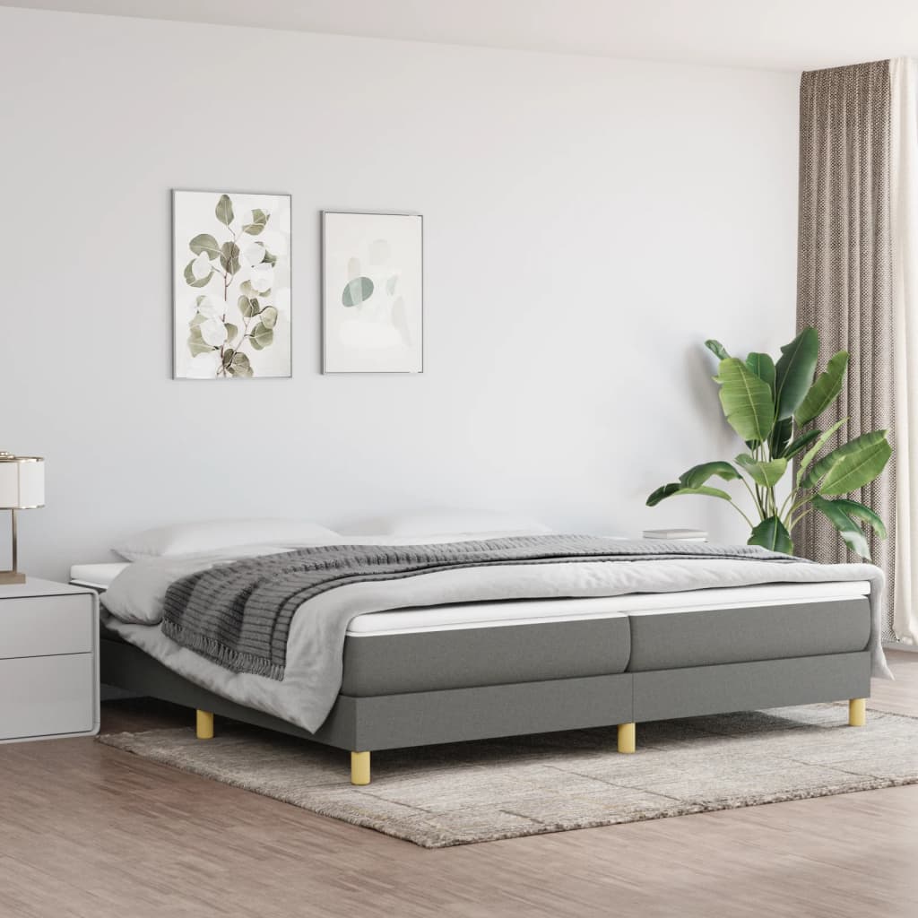 Boxspring sengeramme 200x200 cm stof mørkegrå