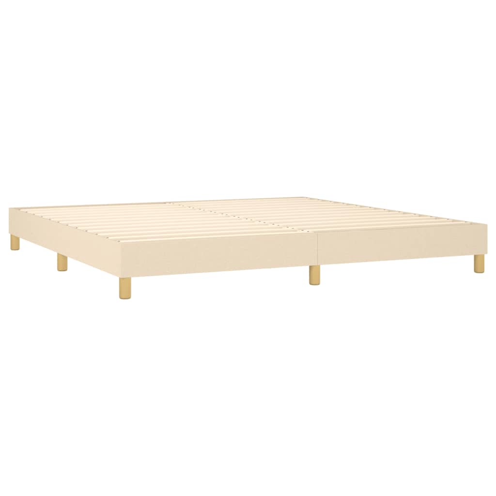 Boxspring sengeramme 200x200 cm stof cremefarvet
