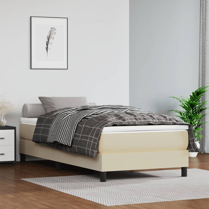 Boxspring sengeramme 80x200 cm kunstlæder cremefarvet