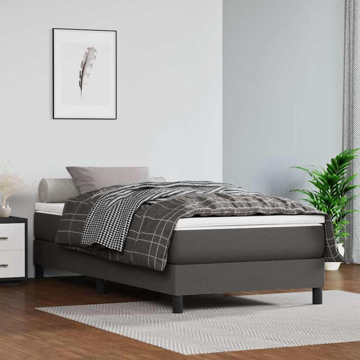 Boxspring sengeramme 80x200 cm kunstlæder grå