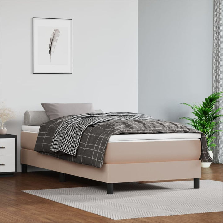 Boxspring sengeramme 80x200 cm kunstlæder cappuccinofarvet