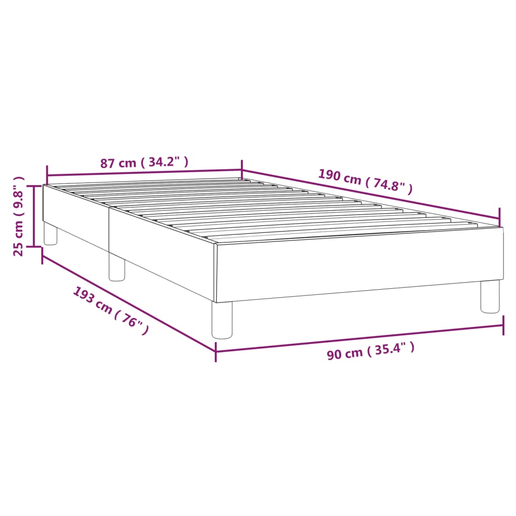 Boxspring sengeramme 90x190 cm kunstlæder cappuccinofarvet