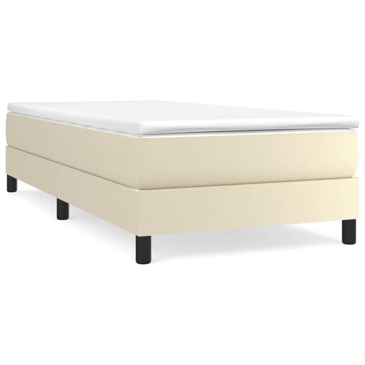 Boxspring sengeramme 90x200 cm kunstlæder cremefarvet