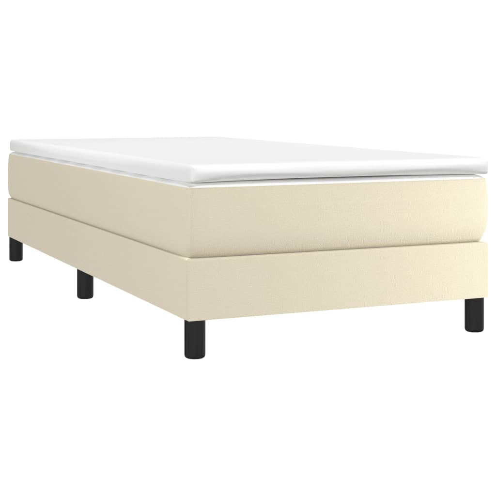 Boxspring sengeramme 90x200 cm kunstlæder cremefarvet