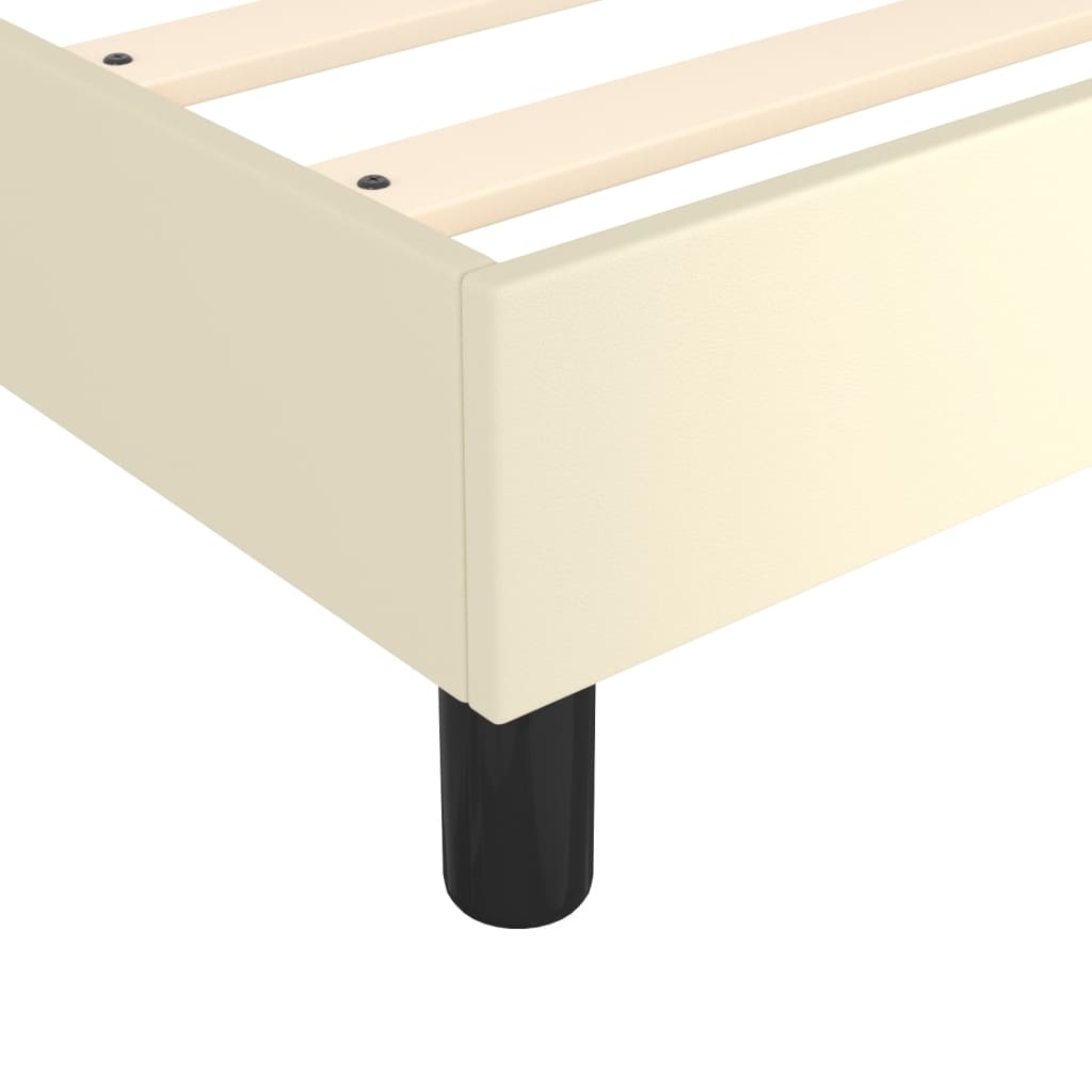Boxspring sengeramme 90x200 cm kunstlæder cremefarvet