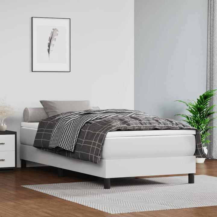 Boxspring sengeramme 100x200 cm kunstlæder hvid