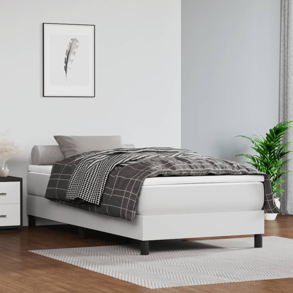 Boxspring sengeramme 100x200 cm kunstlæder hvid