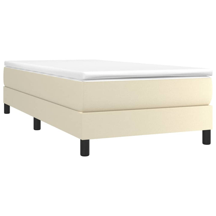 Boxspring sengeramme 100x200 cm kunstlæder cremefarvet