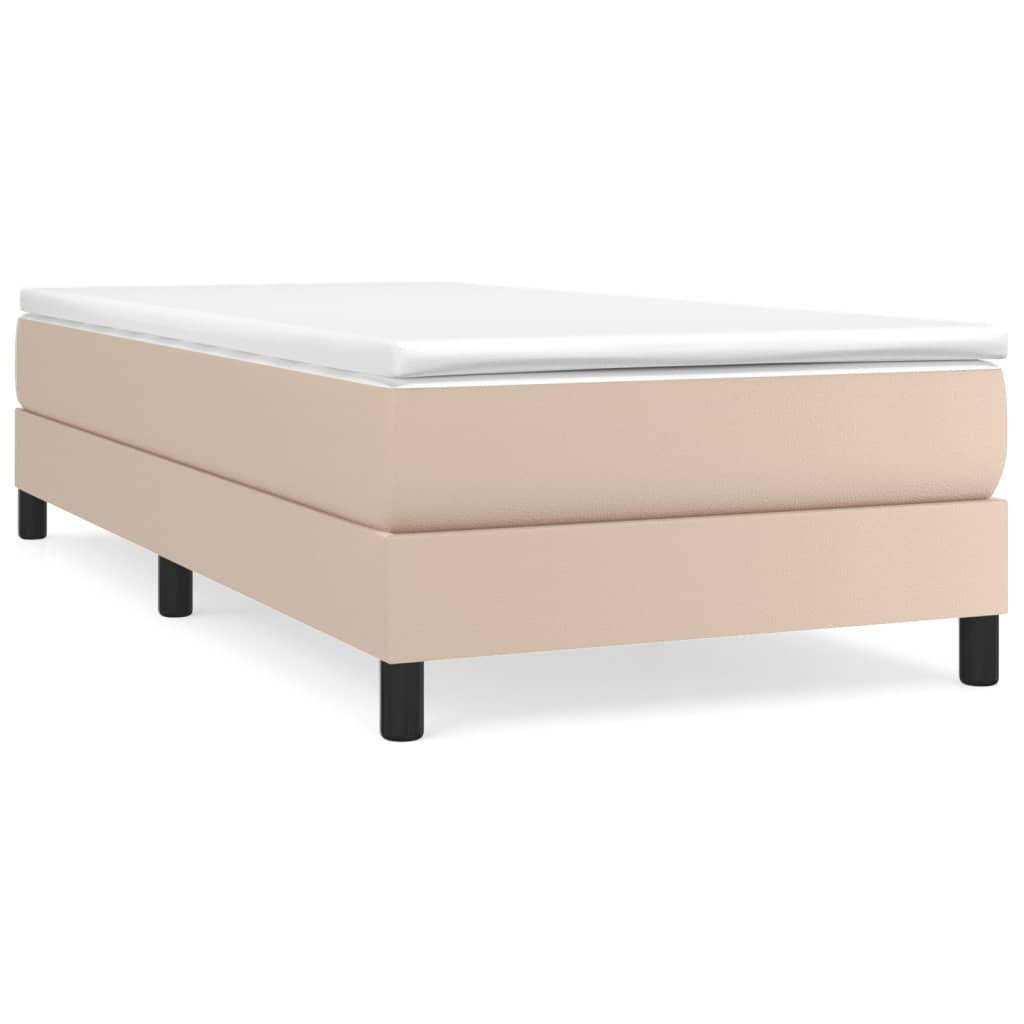 Boxspring sengeramme 100x200 cm kunstlæder cappuccinofarvet