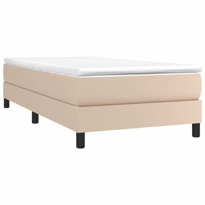 Boxspring sengeramme 100x200 cm kunstlæder cappuccinofarvet