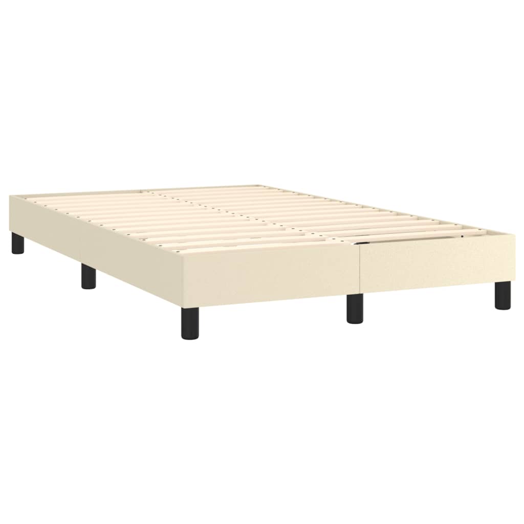 Boxspring sengeramme 120x200 cm kunstlæder cremefarvet