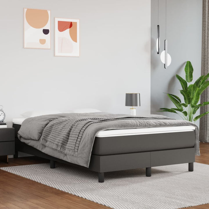 Boxspring sengeramme 120x200 cm kunstlæder grå