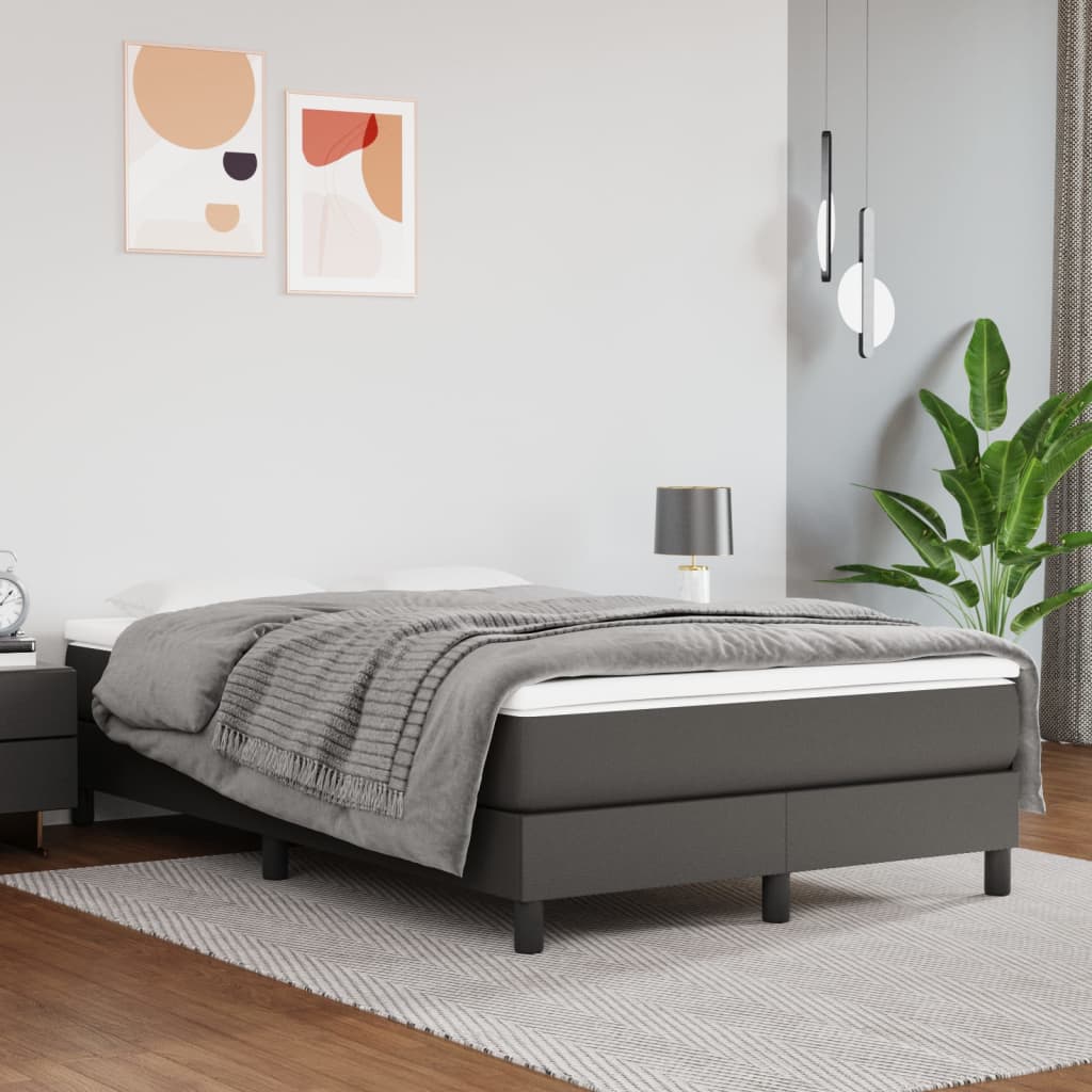 Boxspring sengeramme 120x200 cm kunstlæder grå