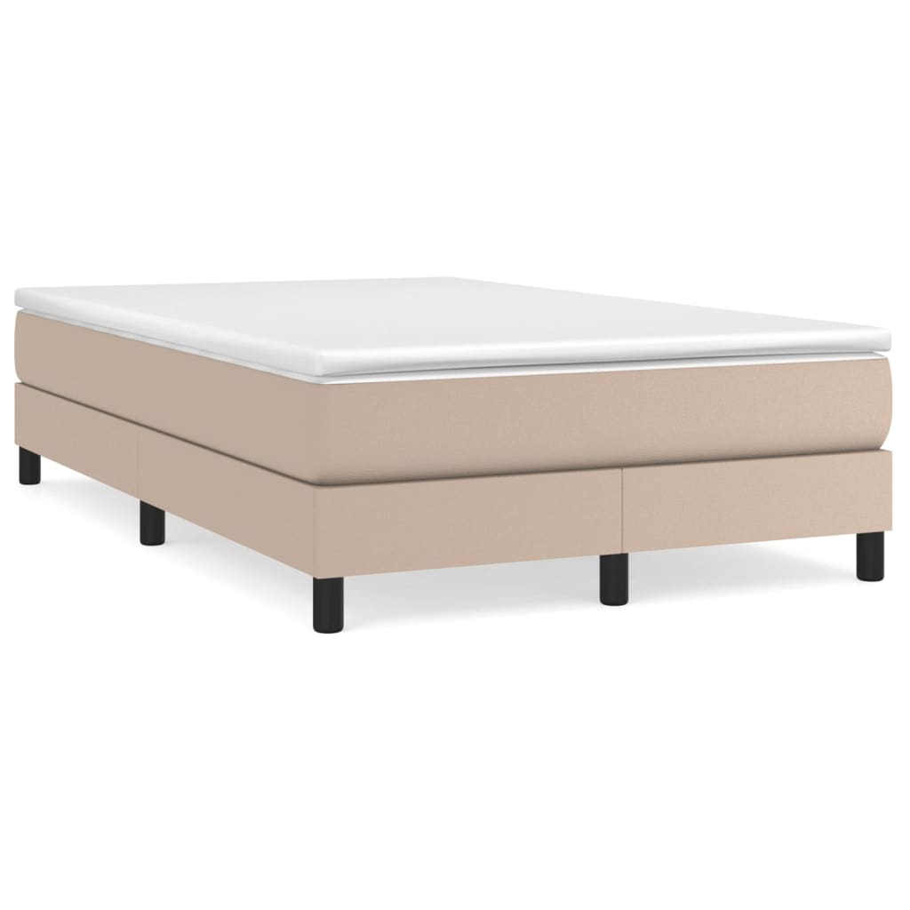 Boxspring sengeramme 120x200 cm kunstlæder cappuccinofarvet