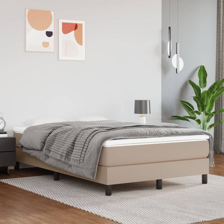 Boxspring sengeramme 120x200 cm kunstlæder cappuccinofarvet