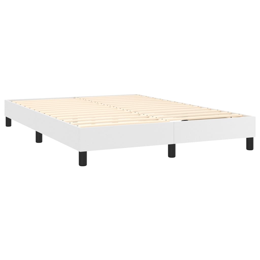 Boxspring sengeramme 140x190 cm kunstlæder hvid