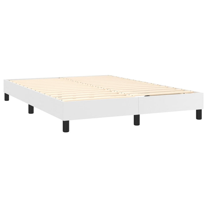Boxspring sengeramme 140x190 cm kunstlæder hvid