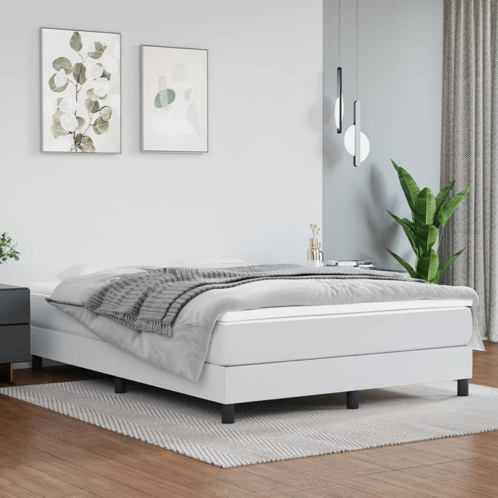 Boxspring sengeramme 140x190 cm kunstlæder hvid