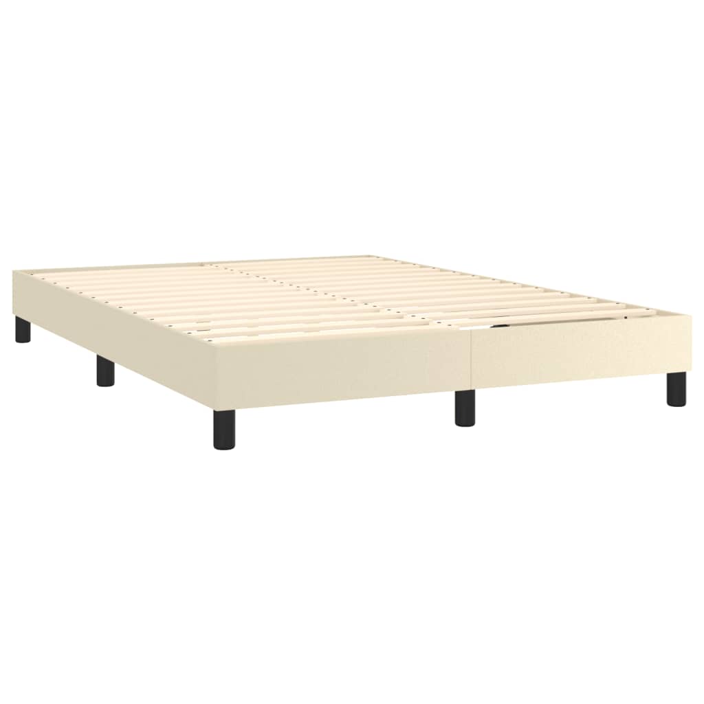Boxspring sengeramme 140x190 cm kunstlæder cremefarvet