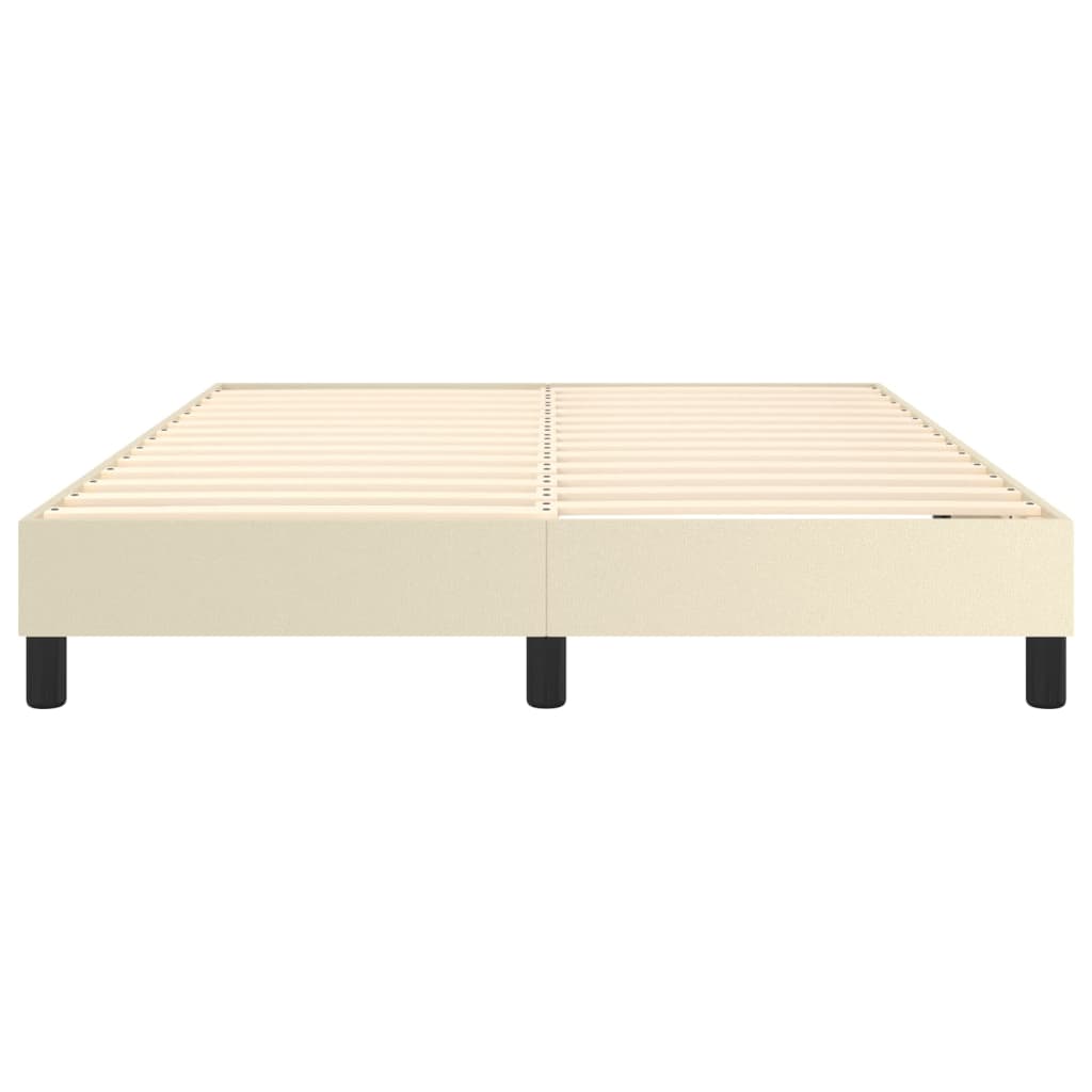 Boxspring sengeramme 140x190 cm kunstlæder cremefarvet