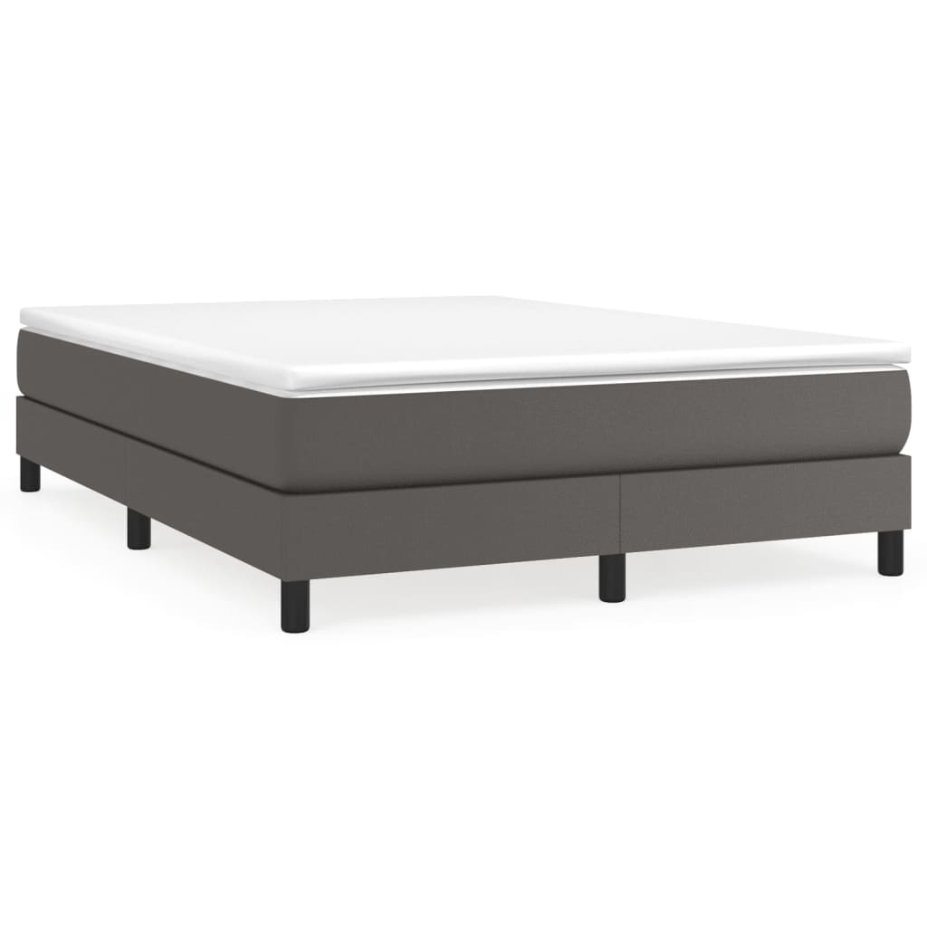 Boxspring sengeramme 140x190 cm kunstlæder grå