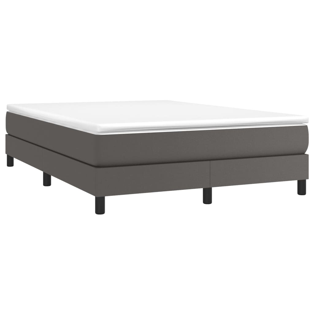 Boxspring sengeramme 140x190 cm kunstlæder grå