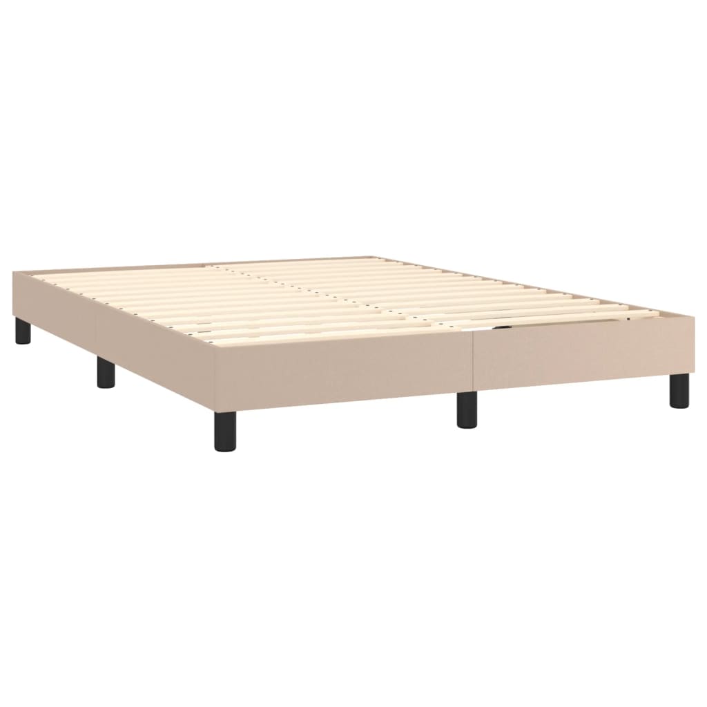 Boxspring sengeramme 140x190 cm kunstlæder cappuccinofarvet