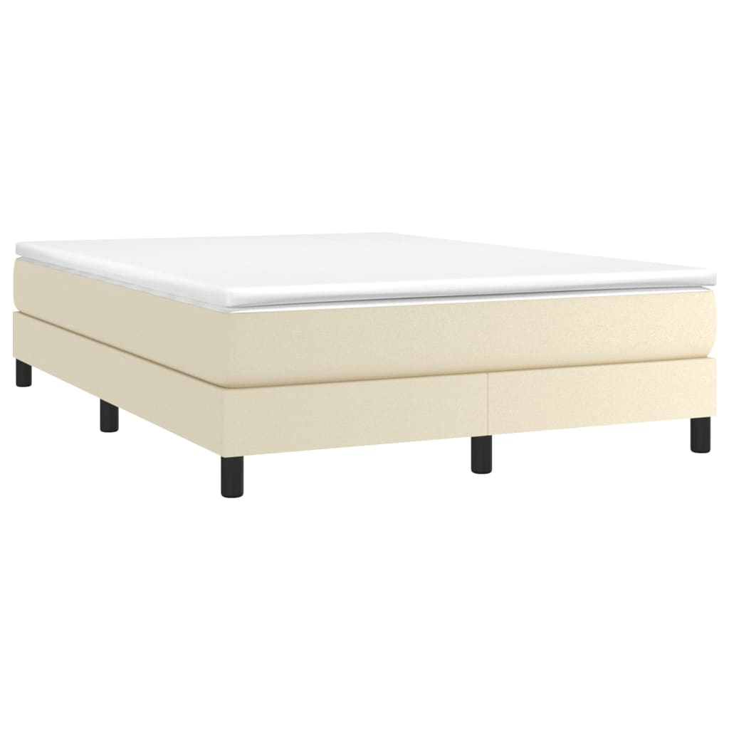 Boxspring sengeramme 140x200 cm kunstlæder cremefarvet