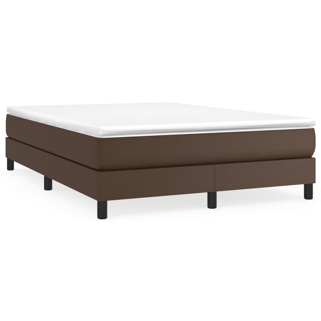 Boxspring sengeramme 140x200 cm kunstlæder brun