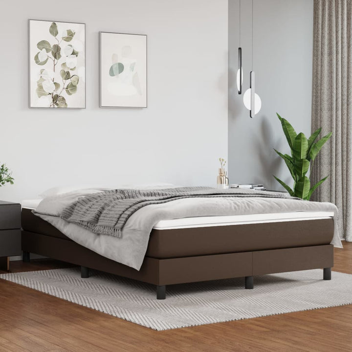 Boxspring sengeramme 140x200 cm kunstlæder brun
