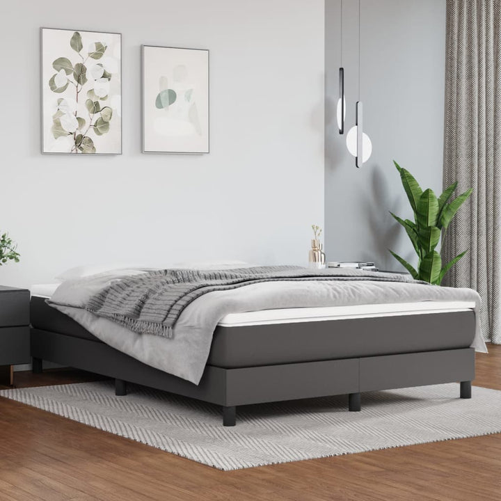 Boxspring sengeramme 140x200 cm kunstlæder grå