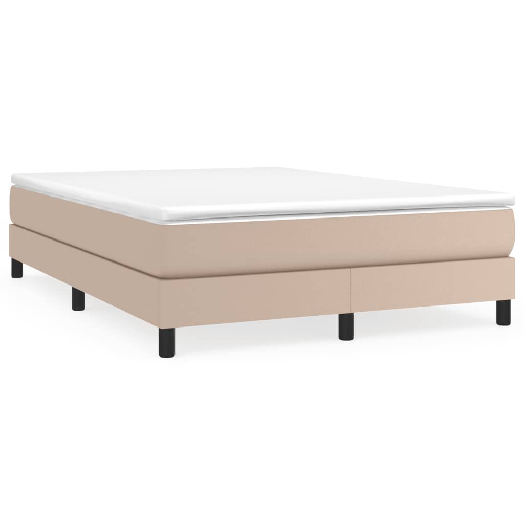 Boxspring sengeramme 140x200 cm kunstlæder cappuccinofarvet