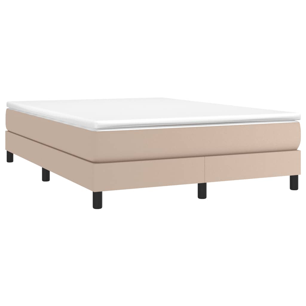 Boxspring sengeramme 140x200 cm kunstlæder cappuccinofarvet