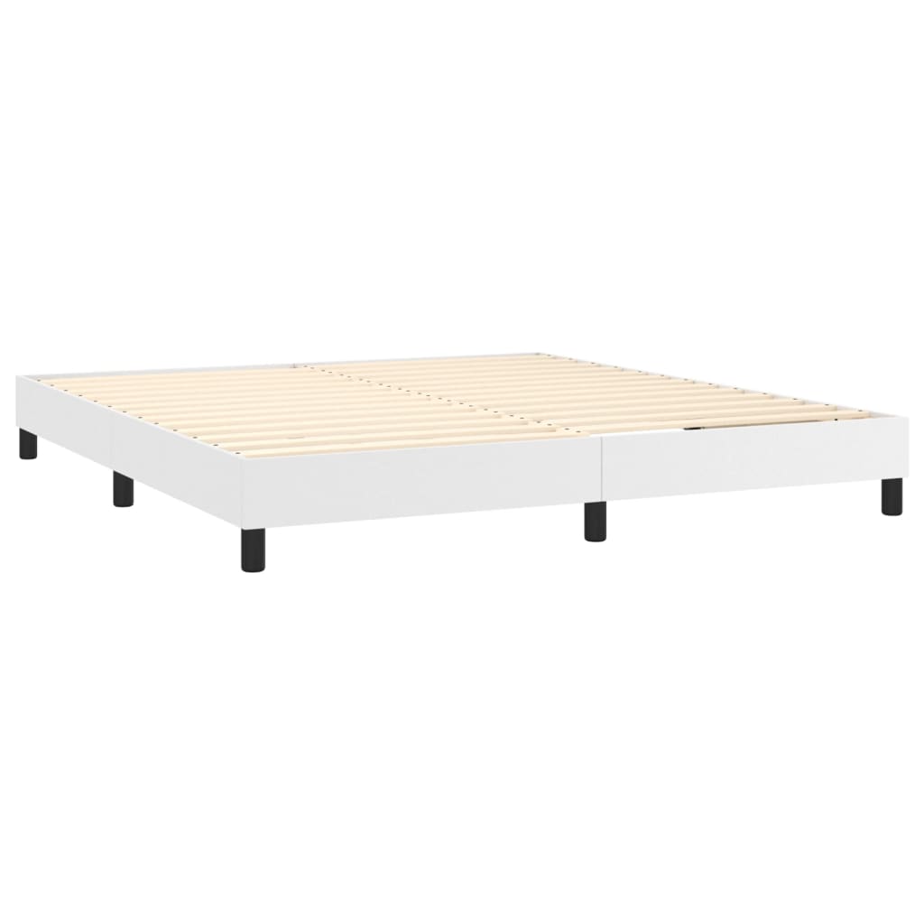 Boxspring sengeramme 160x200 cm kunstlæder hvid