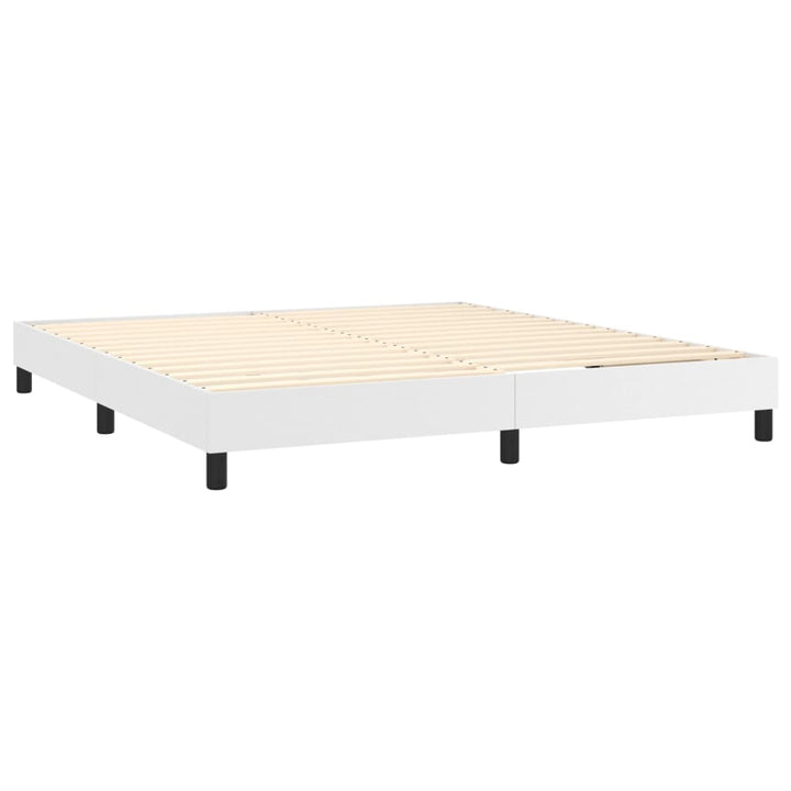Boxspring sengeramme 160x200 cm kunstlæder hvid
