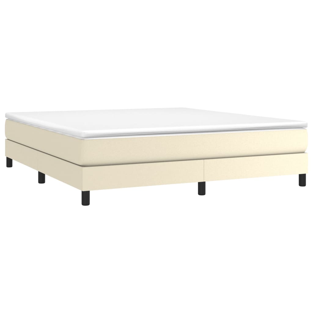 Boxspring sengeramme 160x200 cm kunstlæder cremefarvet