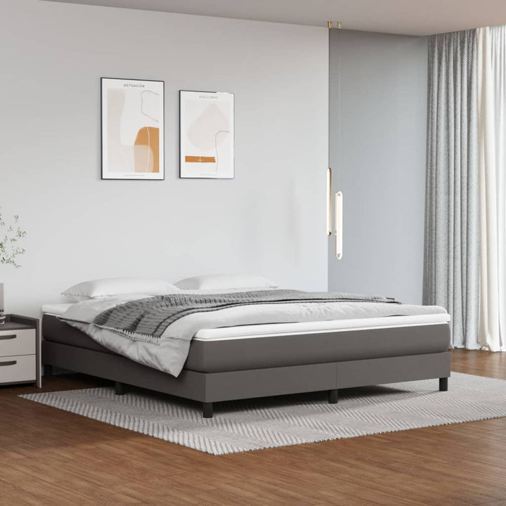 Boxspring sengeramme 160x200 cm kunstlæder grå