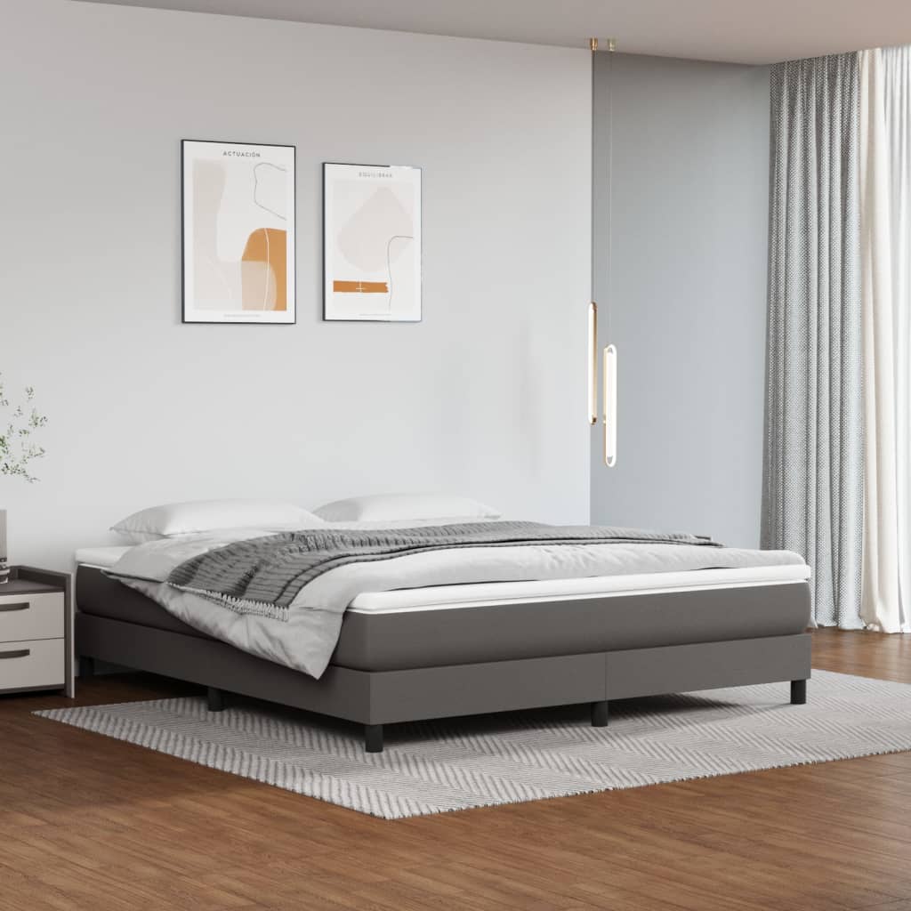 Boxspring sengeramme 160x200 cm kunstlæder grå