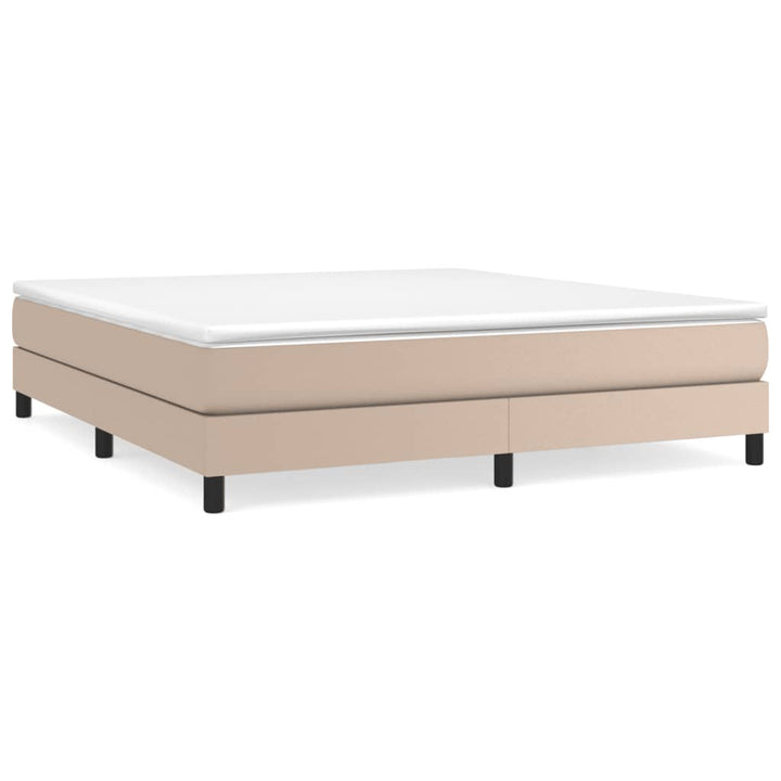 Boxspring sengeramme 160x200 cm kunstlæder cappuccinofarvet