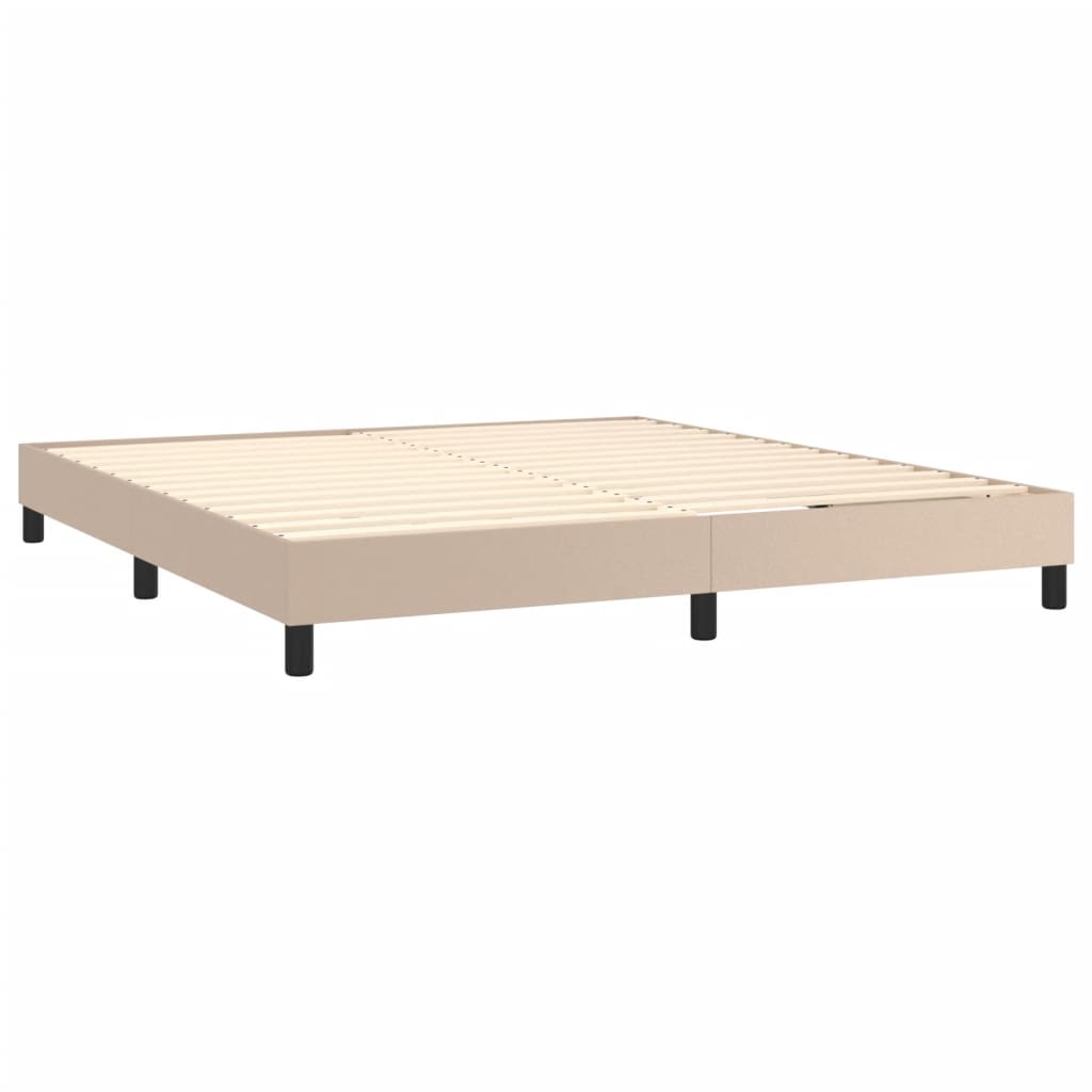 Boxspring sengeramme 160x200 cm kunstlæder cappuccinofarvet