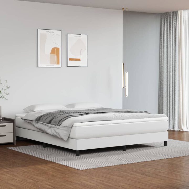 Boxspring sengeramme 180x200 cm kunstlæder hvid