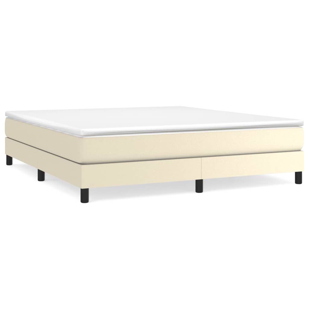 Boxspring sengeramme 180x200 cm kunstlæder cremefarvet