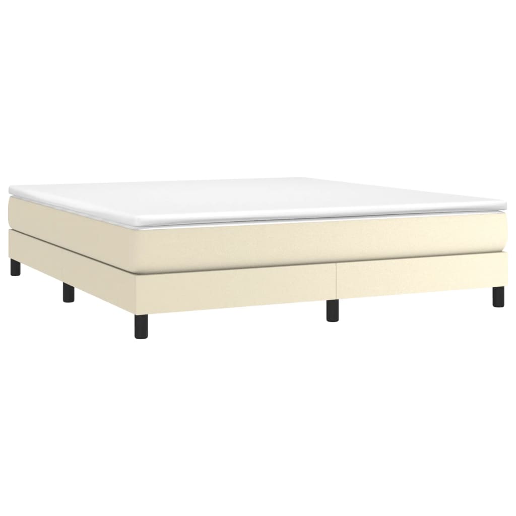 Boxspring sengeramme 180x200 cm kunstlæder cremefarvet