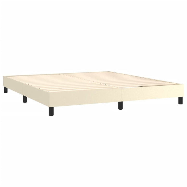 Boxspring sengeramme 180x200 cm kunstlæder cremefarvet